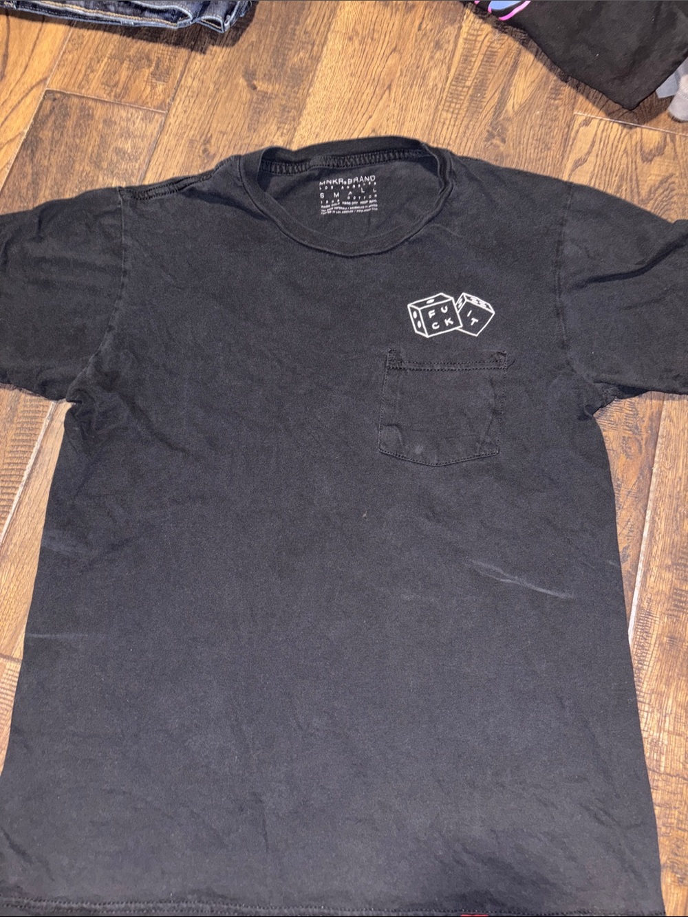 MBKR Black Short-Sleeve Tee with White Dice Pocket Graphic